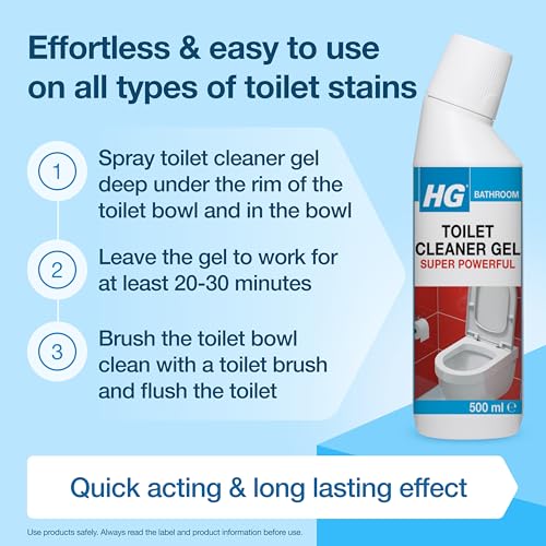 HG Toilet Cleaner Gel Super Powerful, Limescale & Stain Remover – 500ml - Image 6
