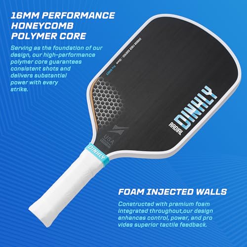 Image of Radial Pro Pickleball Paddle, T700 Raw Carbon Fiber Thermoformed with Foam Injected Wall, USAPA Approved Hybrid Pickle Ball Racket, Engineered for Maximum Spin & Consistency (Matte Black,16mm)