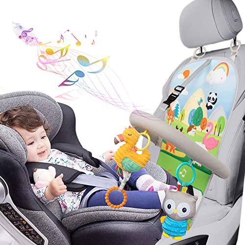 VZZNN Car Seat Toys with Pedal Music, Toddler Toe Time Toy for Double Sided Rear Facing Car Seat, Arch Activity Center Toy, Adjustable Angle with Hanging Toy for Infant Baby, Easy Drive Travel