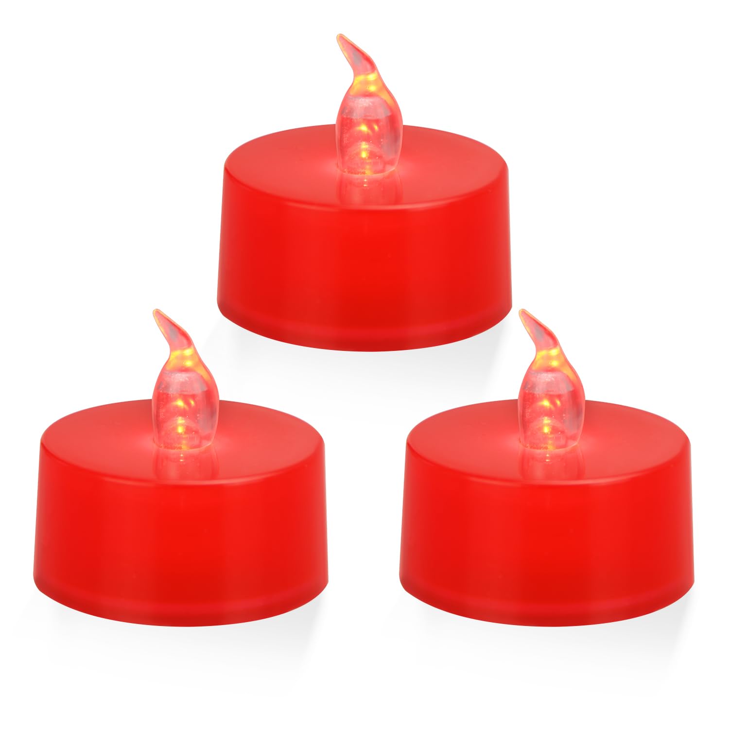 ERTYUI 24 Pack LED Tea Lights, Red Light, Red Base, 24pcs