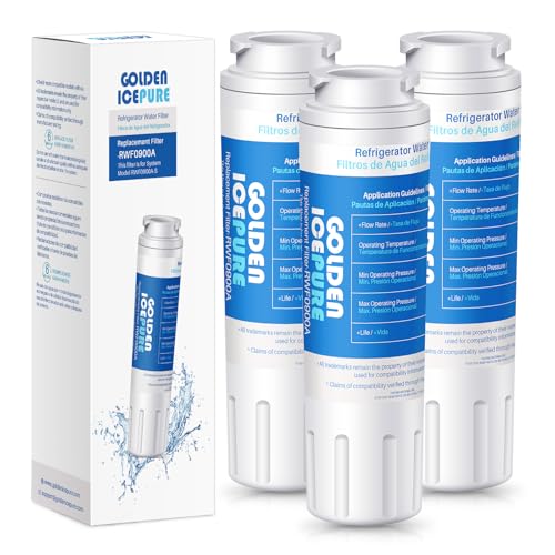 GOLDEN ICEPURE UKF8001 Replacement for MAYTAG UKF8001, Whirlpool Filter 4 EveryDrop EDR4RXD1, 3 pack, Mfi2570fez Msd2651heb, Kitchenaid Krfc300ess01, KENMORE 469006, RWF0900A Refrigerator Water Filter