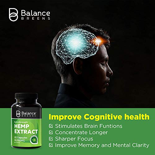 Balance Breens Hemp Extract Capsules 30,000 mg per Bottle - Supports Brain Functions, Immune Support - Rich in Omega 3-6-9 Fatty Acids - Image 4