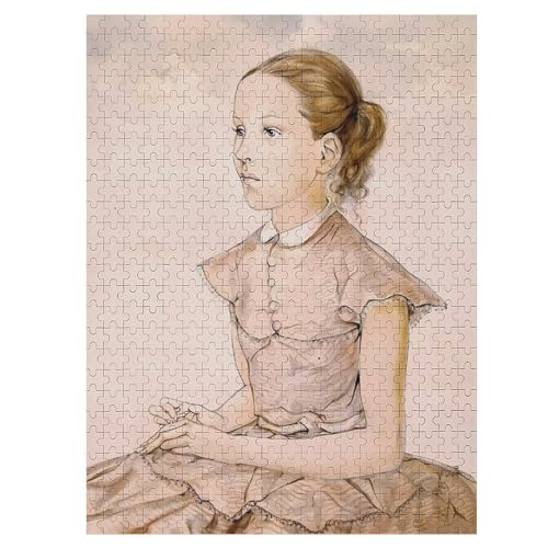 藤田嗣治有名絵画の複製「小さな女の子」 木製パズル パズル 娯楽 知育玩具 ストレス軽減 減圧 ジグソーパズル 装飾 室内装飾 壁飾り 誕生日プレゼント 初心者向け 子供 大人 500 PCS