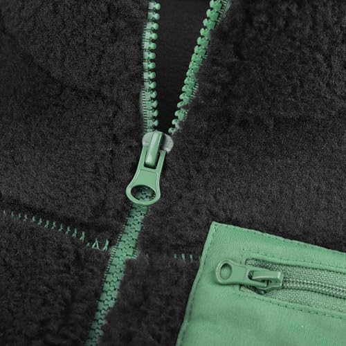 ANIMQUE Kleinkind Polar Fleece Gilet Verdicken Jungen Mädchen Kinder Ärmellos Stehkragen Schwirren Jacke Eltern-Kind Oberteile Farbblockiert Taschen Oberbekleidung, Dunkelgrau 120