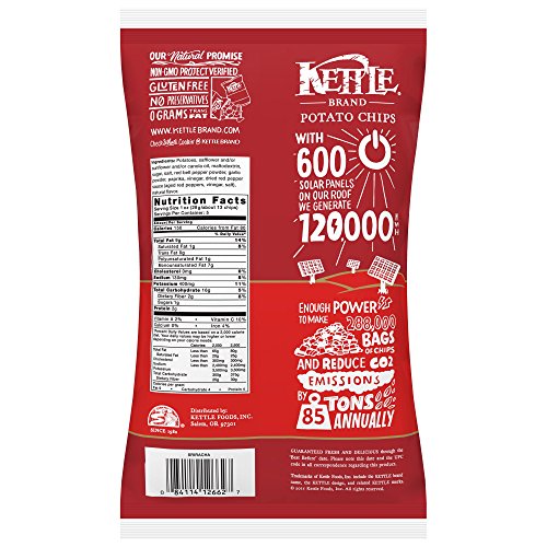 Image of Kettle Brand Potato Chips, Sriracha Bags, 5 Ounce (Pack of 15)