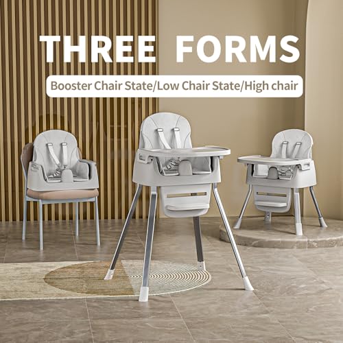 CheerKid 3in1 Baby Highchair for Months & Toddlers Easy Clean Booster Chair | Feeding Chairs with 5 Point Harness Convertible Seat, Adjustable Tray & Footrest, Dishwasher-Safe Tray & PU Leather Cushion - Image 4