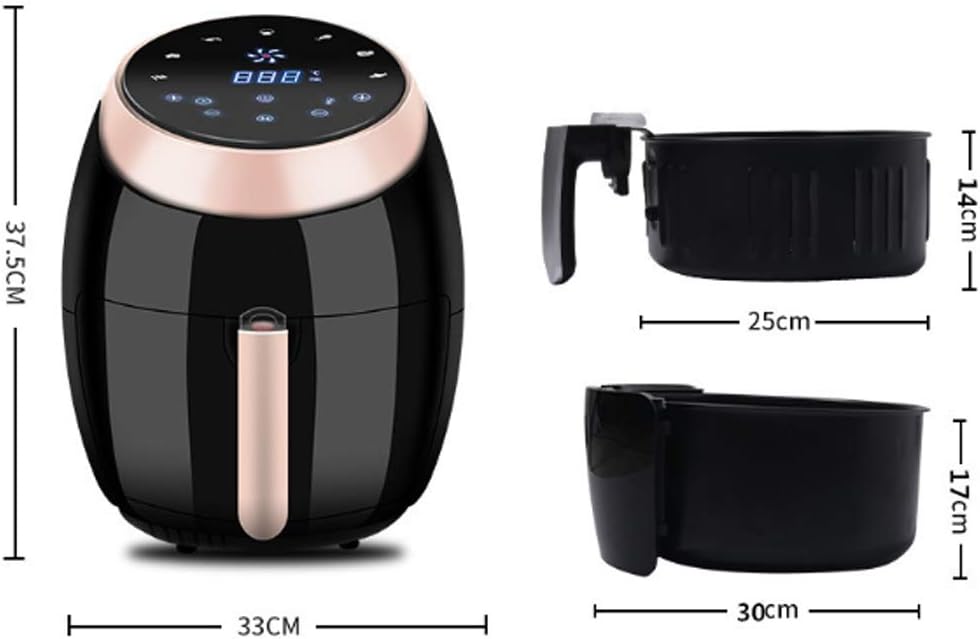 7L LCD Touch Control Air Fryer Large Capacity Smoke-Free Electric Fryer with Nonstick Basket for Healthy Oil Free Or Low Fat Cooking 1500W/110V Red (Black)