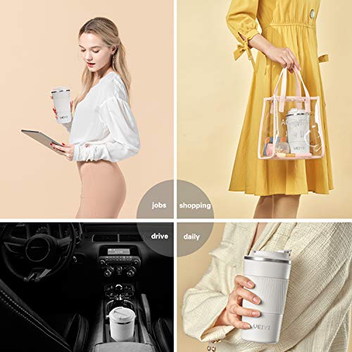 VEIYI Termo de acero inoxidable, 510 ml, taza de café To Go, vaso de viaje con tapa, 100% a prueba de fugas y doble… - Imagen 8