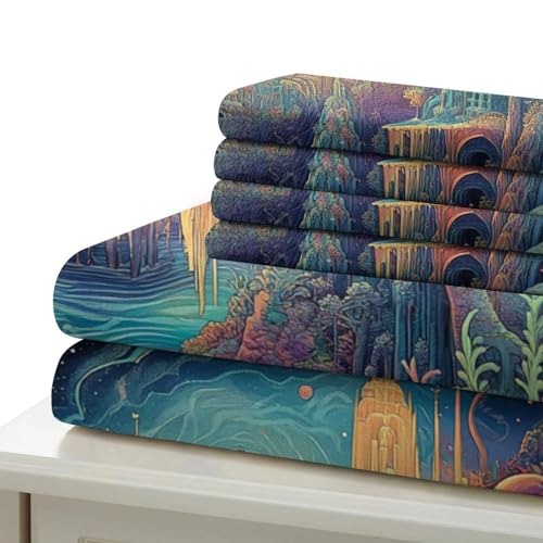 Housse de couette microfibre lavable machine drap de couette imprimé 3D - 7