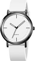 BESTKANG Unisex Minimalist Analog Quartz Watch Silicone Strap 30M Waterproof Slim 40.5mm Dial for Men Women