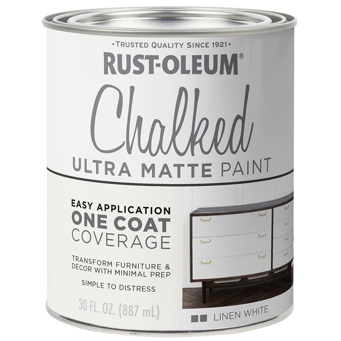 Image of Rust-Oleum Linen White Chalked All-in-One Ultra Matte Paint | One Coat Coverage | No Primer, Sanding, Or Topcoat Needed | Easy Clean Up | Made in USA | 30 OZ | 2 Pack