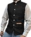 Produktbild Yiaisafa Jagd Herren Stand-Up Kragen Mock Tweed Westen Retro Herringbone Weste Vintage Hochzeit Gilet Wollen Bräutigam(Schwarz,XL)