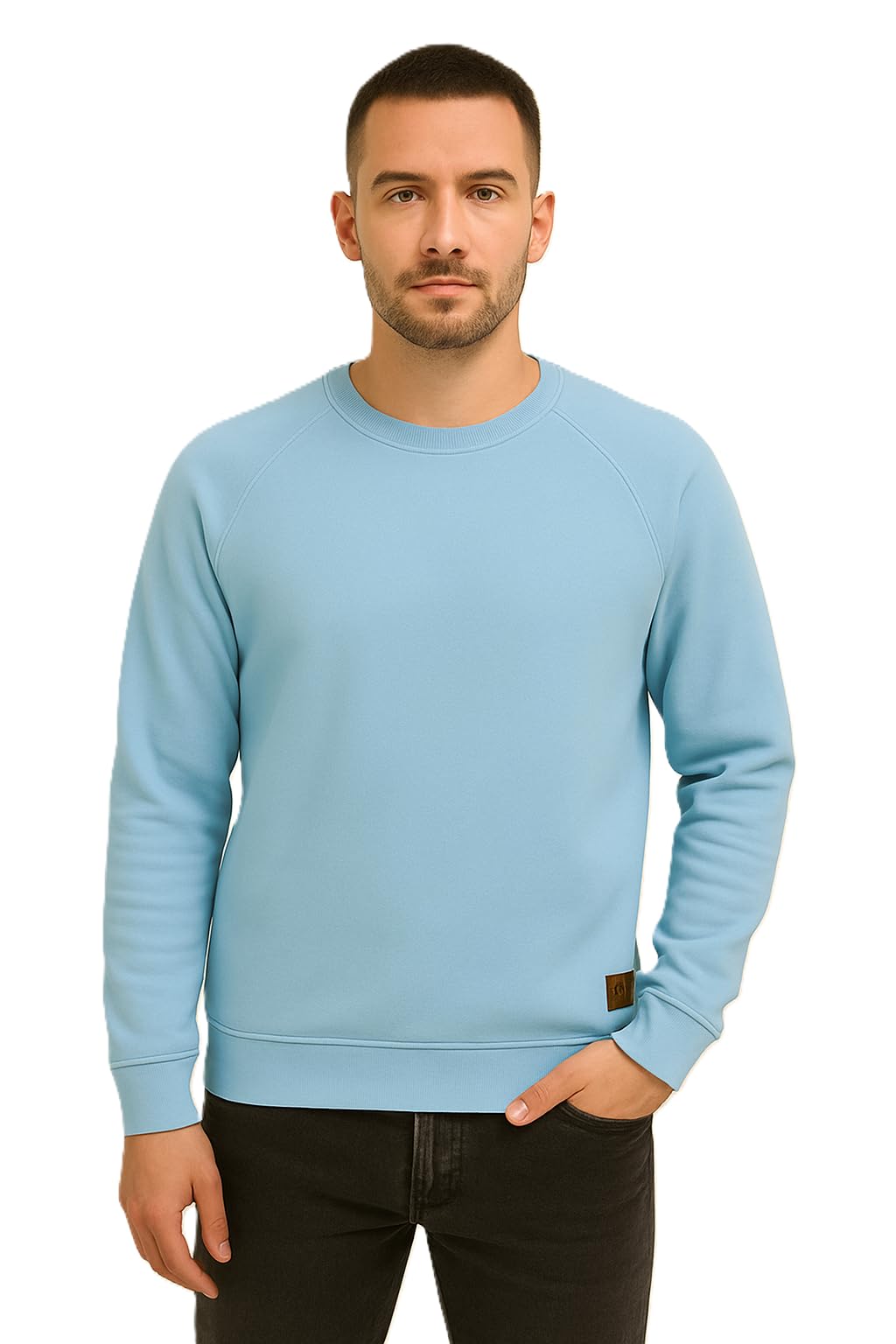Organic Cotton Sweatshirt Full Sleeve T-Shirt | Blue-image-41