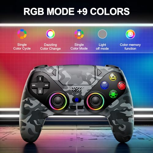 Image of Nonbliep for PS5 Controller, Wireless Controller for PlayStation 5, PS5 Slim /Pro & PC, with 9 Colors RGB Light, Dual Vibration, Turbo, Programmable, 3.5mm Audio Jack & Speaker (Camouflage)