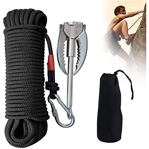 Grappling Haken,400KG 4 Klauen Grappling Haken Edelstahl,Faltbarer Kletterhaken mit 20 m Hilfsseil für Outdoor Klettern Bergung Unterwasser Cover