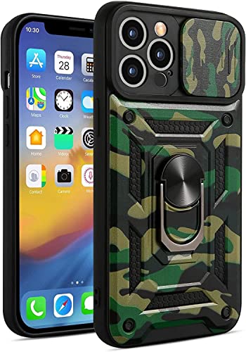 Coque iPhone 13 Pro antichoc militaire avec support bague aimantée verte
