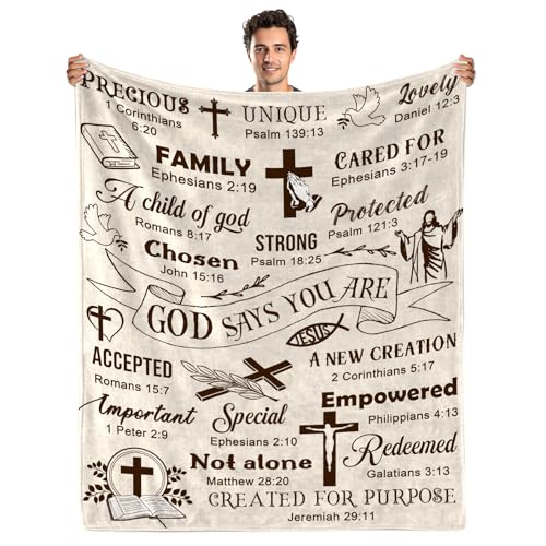 AJIIUSV Christian Gifts for Men Women, Christian Blanket Fathers Day Blankets for Dad Grandpa Uncle Gifts Birthday Gifts for Women Men Religious Gifts Blanket Bible Verse Inspirational Gifts 50