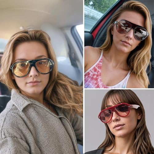 Retro Aviator Sunglasses for Women Men Trendy 70s Vintage Plastic Square Eyewear Tinted Lenses Sunnies4