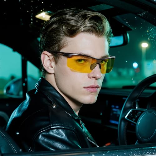 Night Vision Glasses for Men and Women,Polarized Anti Glare HD Al-Mg Frame Driving Glasses2