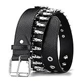 HABUAETY Studded Belt Women Y2K Bullet Belts Black Girl Woman Stud Punk Waist Belt for Halloween Cosplay