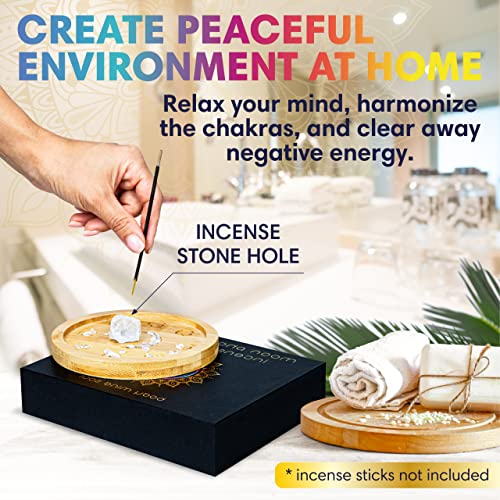 Osana Meditation Incense Holder For Sticks - Amethyst Moon Phase Crystal Incense Burner Holder - Premium Wood Incense Stick Holder For Home, Clearing Energy, Yoga And Spa - Incense Tray (Rose Quartz) #TOP3