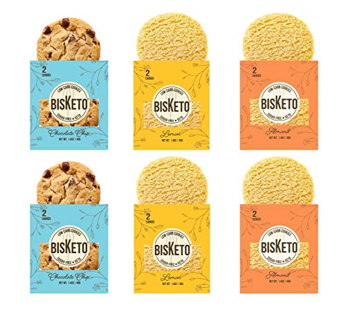 Low Carb Cookies BisKeto - Keto Snacks, Low Net Carbs, No Sugar, Gluten & Grain Free - Box with 6 Packs,12 Cookies (Variety Joy) - Ketogenic Diet Friendly & Healthy Snack Food
