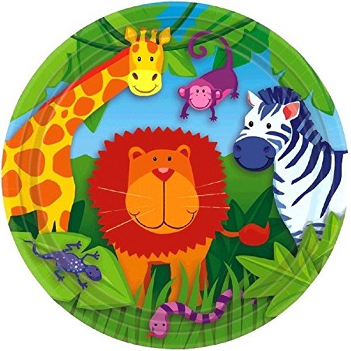 Amscan Colorful Jungle Animals Round Dessert Plates, 7