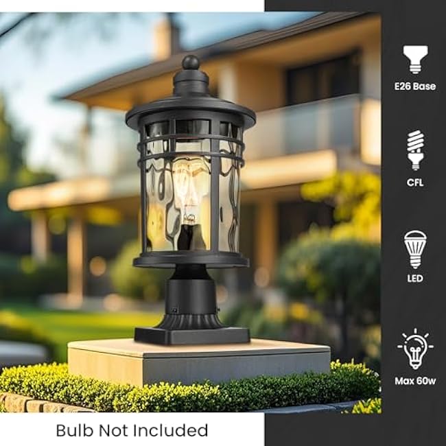 Outdoor Post Light Pole Light Fixture Exterior Lamp Post Lantern 14.6 Inch