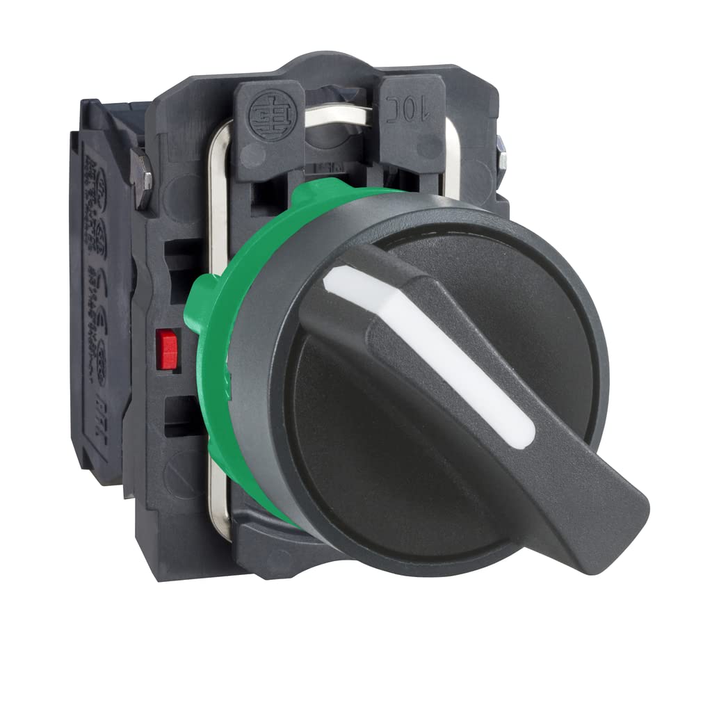 Schneider Electric Selector switch, plastic, black, Ø22, 2 positions, stay put, 1 NO + 1 NC, XB5AD25