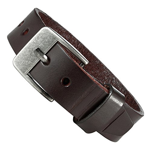 Rban Jewelry Men's Genuine Leather Cuff Bangle Bracelet Perfect Statement Piece (6.3-8.25 Inches) (Brown) #TOP1