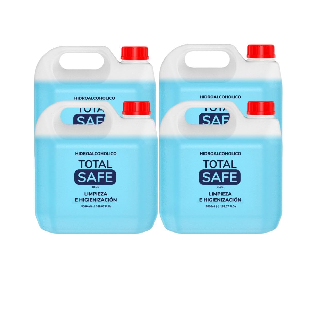 PACK 4 x Total Safe – Solucion Hidroalcohólica Garrafa 5L con 70% de Alcohol sin aclarado | Higienizante de Manos 5000ml
