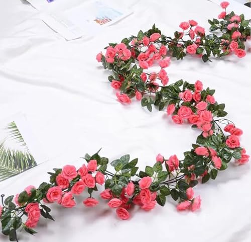 Image of VRB Dec 1 Pcs Artificial Flower Vine Garlands Hanging Artificial Flowers for Decoration Small Peony Roses Garland (6 ft Long) Flowers Silk Peony Roses for Diwali /Ganpati /Christmas. (Pink)