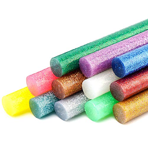 120Pcs Glitter Mini Hot Glue Sticks - 0.28X3.9" Gartful Colored Melt Hot Glue Sticks, Multipurpose For Art & Craft Project, Home Decoration, General Repair, Bonding, Sealing, 12 Colors #TOP6