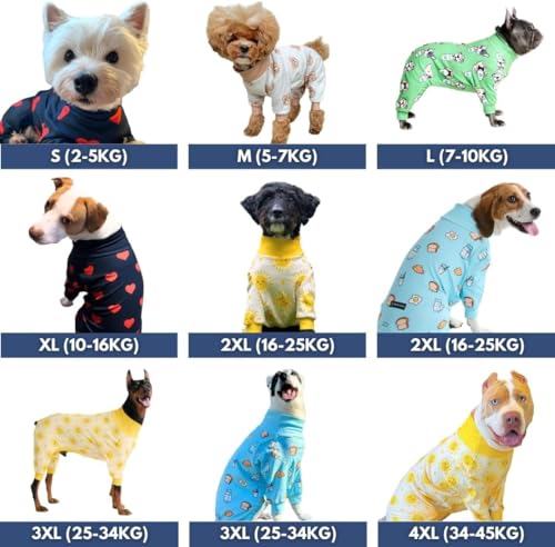 Spark Paws Hundepyjama, ultraweich und 4-Wege-Stretch, Erholungsanzug nach Operation, Schlafanzug Onesie für Kleine, Mittlere und Große Hunde, When Pigs Fly, 3XL