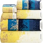 SEMAXE 6-Piece Ensemble de serviettes de salle de bains coloré - 100% Coton, 2 Serviettes de bain, 2 Serviettes à main, 2 Lavabos, poids plus léger, ultra-soft et super absorbant