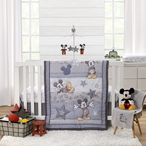 Image of NoJo Disney Mighty Mickey Mouse with Star Applique Grey Super Soft Baby Blanket