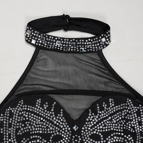Image of PORRCEY Women's Sexy Rhinestone Mesh See Through Party Night Prom Dress
