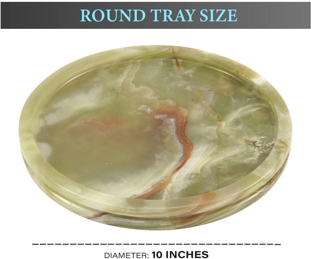 Radicaln Vassoio in marmo 25,4 cm Verde fatto a mano rotondo, ideale per forniture per feste, vassoi per cucina, piatti da portata e vassoi per mensa