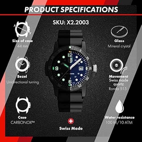 ルミノックス LUMINOX 腕時計 Sea Bass Carbonox グリーンロゴ X2.2003 ネイビー 44mm 日本未発売モデル スイス製 [並行輸入品] 商品画像8