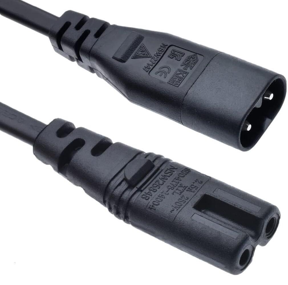 Amazon.com: IEC C7 to C8 Long Power Cord Plug, IEC60320 C8 to C7