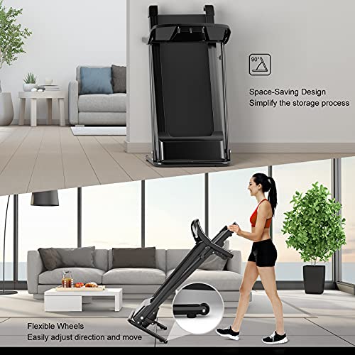 Caminadora eléctrica plegable GYMAX con 12 programas y sensor de pulso miniatura 2