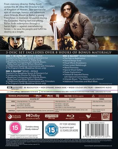 Image of Kingdom of Heaven - (Director's Cut + Bonus Features, 3-Disc Set) [4K UHD + Blu-ray] [Region Free]