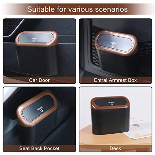 Image of Accmor Car Trash Can with Lid, Leakproof Vehicle Trash Bin Auto Dustbin Organizer, Waterproof Mini Garbage Bin Trash Container with Garbage Bag for Automotive Car, Home, Office, Kitchen