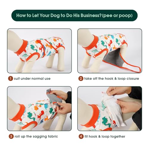 Image of Kuoser Dog Surgery Recovery Suit, Soft Breathable Dog Recovery Suit for Female Spay Male Nueuter, Anti Licking Puppy Onesie Pet Surgical Suit for Dogs Abdominal Wounds Skin Disease, Dinosaur M
