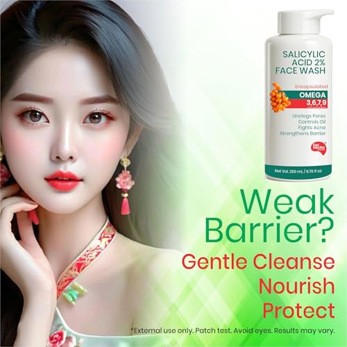 Image of Get Nectar Happiness Korean Glow Essence 2% Salicylic Acid Face Wash for Oily & Acne-Prone Skin | Encapsulated | Omega 3,6,7,9 | Unclogs Pores, Controls Oil, Fights Acne, Soothes Redness 200ml(Pack Of 1)