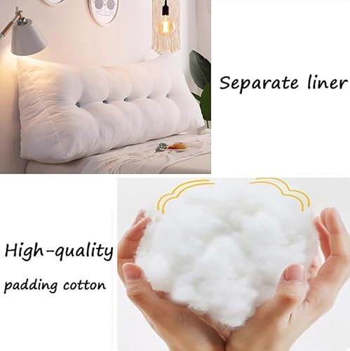 Miniatura 6 de EORNOW Almohada triangular para cabecero, cojín largo para respaldo de cabecero, cojín grande desmontable, almohada de lectura con funda extraíble
