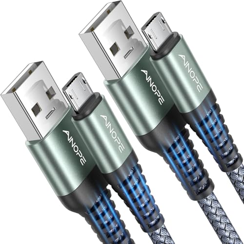 AINOPE Micro USB Cable for Kindle [2Pack,6.6FT], Unbreakable USB Micro Cable Kindle Charger Cord Replacement, Nylon Micro USB Charger Fit for Samsung Galaxy S6,J7 Edge Note 5, Android Charger
