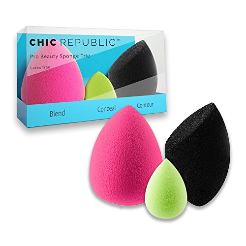 CHIC REPUBLIC Beauty Sponge Blender Set - Makeup Sponges to Blend, Conceal, Contour and Highlight for a Flawless Makeup Application, plus Cruelty Free, Eco Friendly, Latex-Free and Hypoallergenic!