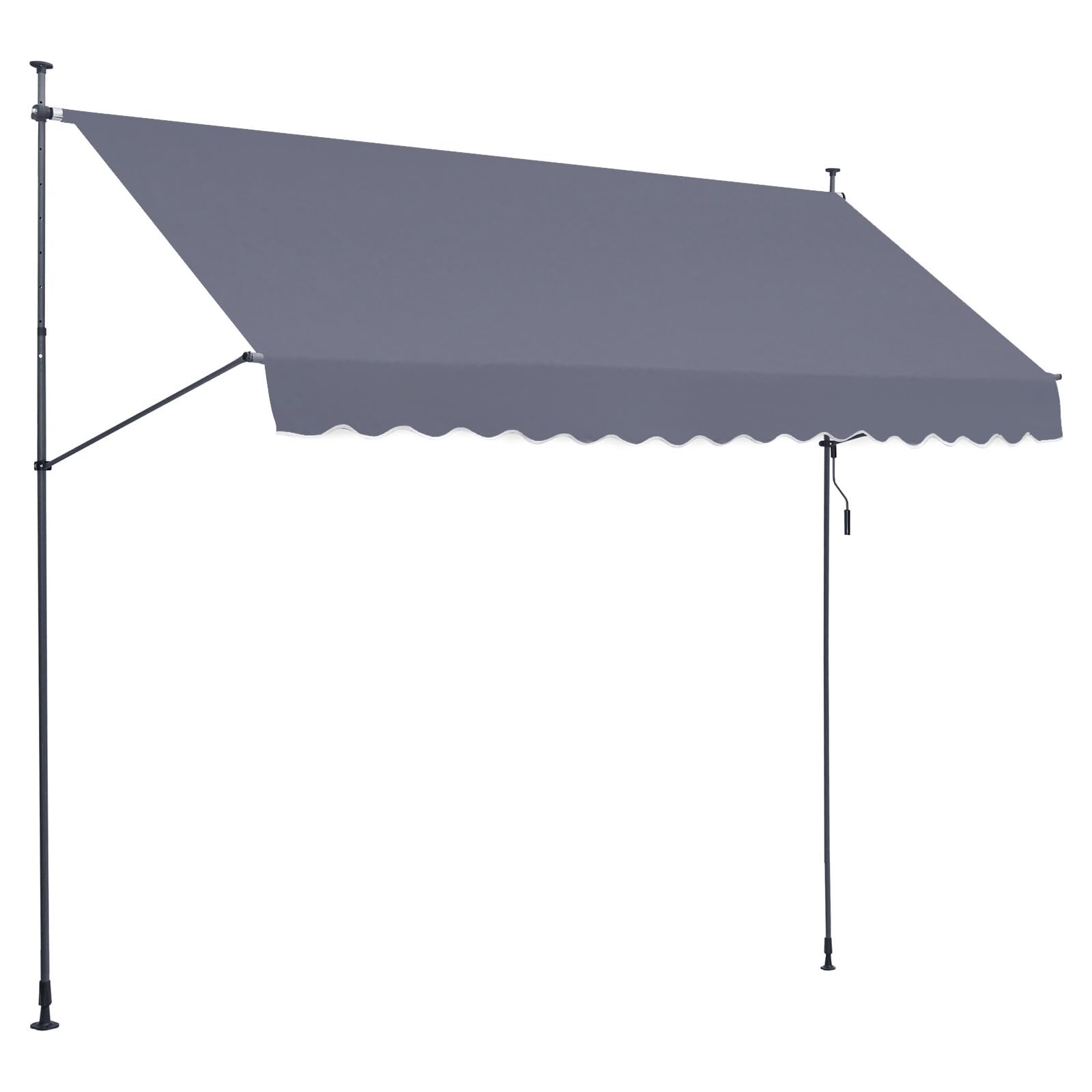 VEVOR Auvent de terrasse rétractable 400 x 120 cm, store banne manuel avec manivelle, hauteur réglable 218-310 cm, abri pare-soleil extérieure de balcon résistant aux UV pour patio, balcon, cour, gris