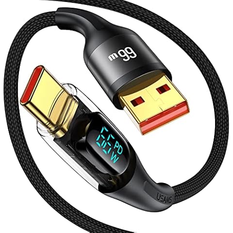 enablink Cable USB C con Pantalla LED de carga rápida y transferencia de datos, 2m Nylon Tipo C para Samsung Huawei P40 pixel (Negro) Cover